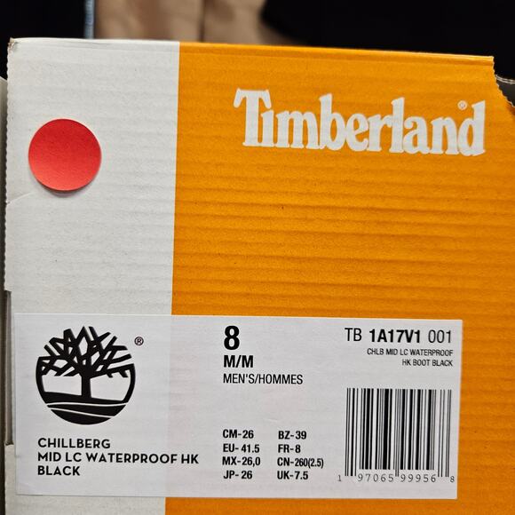 TIMBERLAND MEN\'S 8 CHILLBERG WATERPROOF WINTER BOOT BLACK NUBUCK NIB
